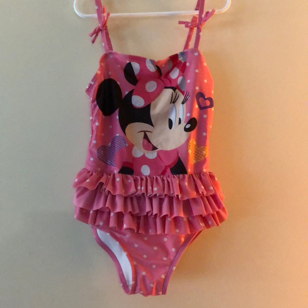 Disney Pink Minnie 1 Piece Swimsuit, Size 7/8